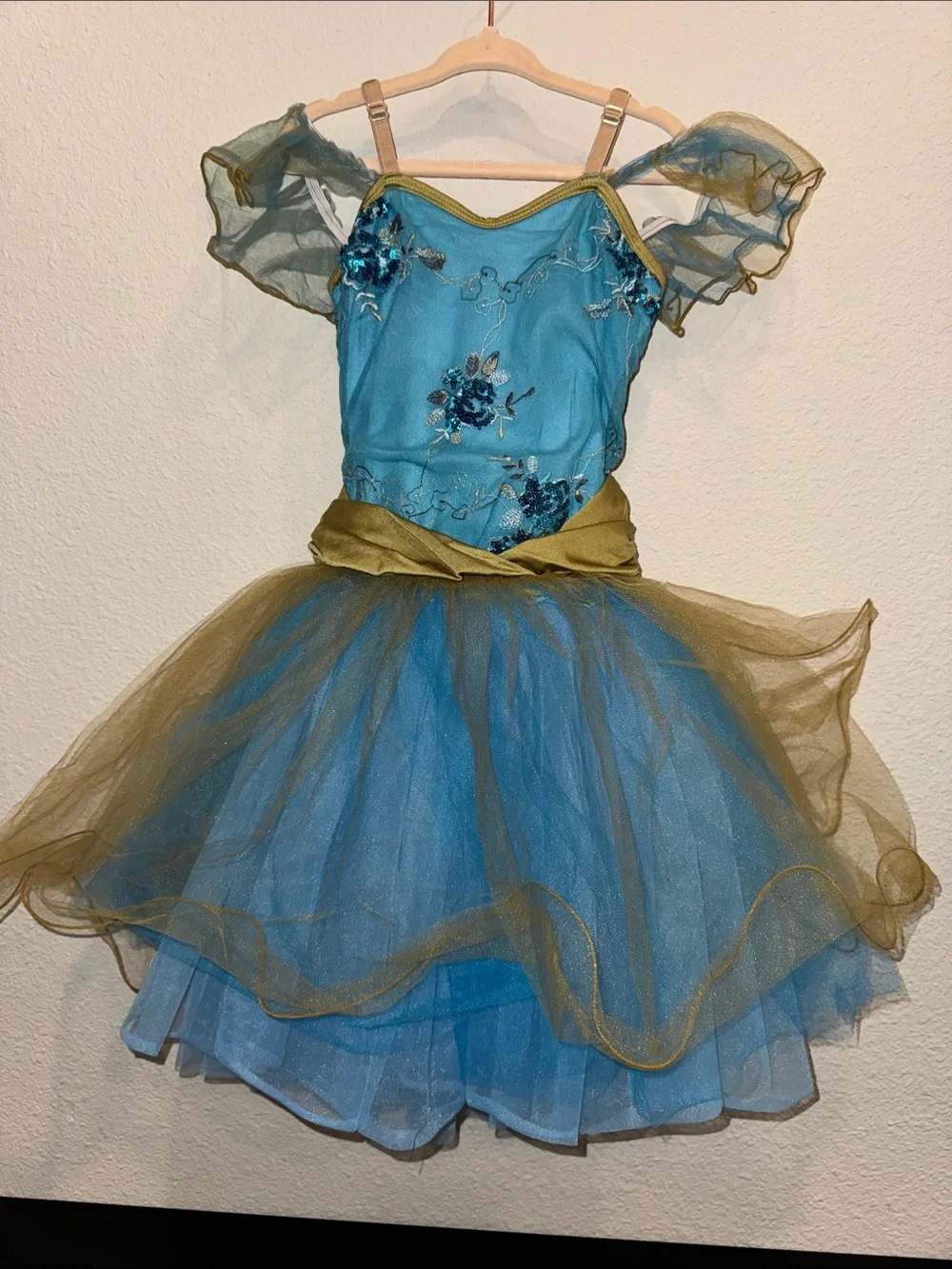 Curtain Call Blue and Olive Floral Tulle Costume Dress